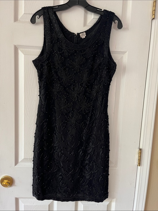 Scala Dresses & Skirts - Scala Black Beaded Sleeveless Mini Dress W/Matching Ling Sleeve Coat